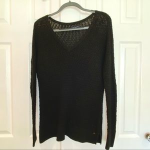 Black Long Open Knit Sweater